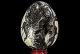 Septarian Dragon Egg Geode - Black Crystals #109975-1